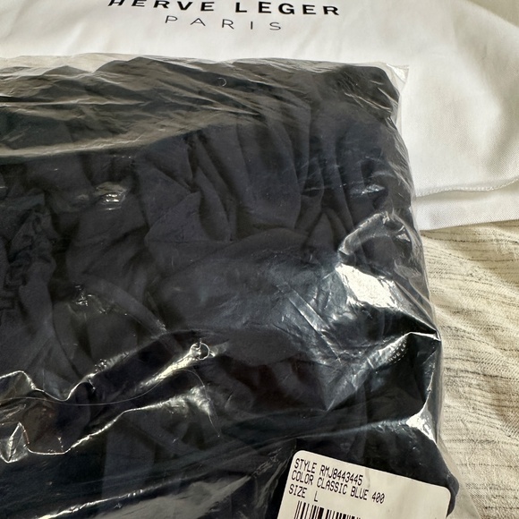 Hervé Léger Ruched Jersey Mini Dress | Classic Blue L - Picture 10 of 12